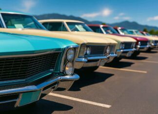 The Most Iconic Cars You Can Drive Around the World american cars in a row