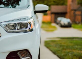 car headlight residential background