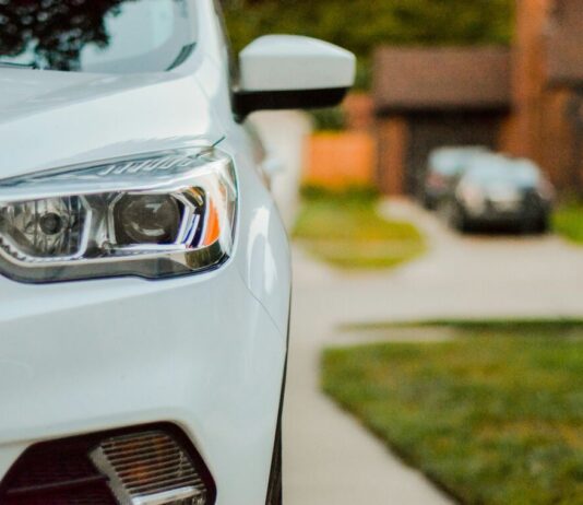 car headlight residential background