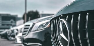 row of mercedes grilles