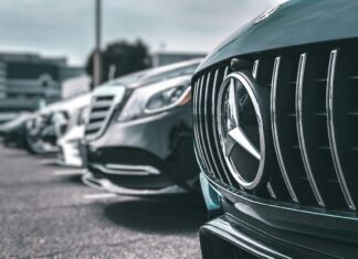 row of mercedes grilles