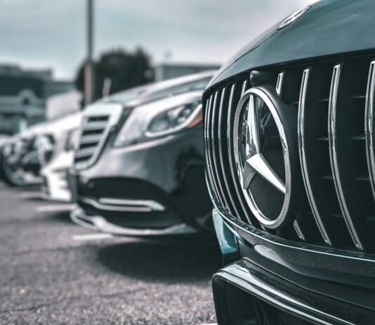 row of mercedes grilles