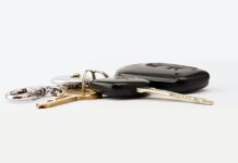 car keys on white background