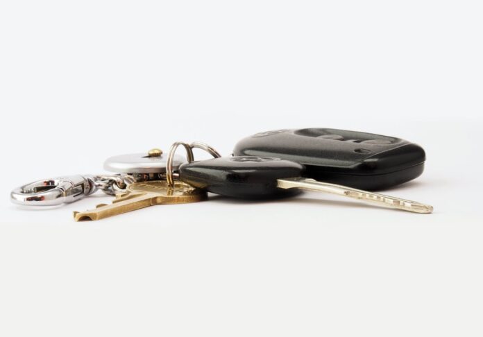 car keys on white background